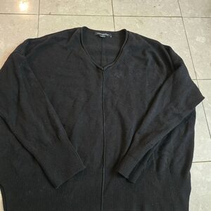 Women's V-Neck French Connection Oversized Black Sweater - Small